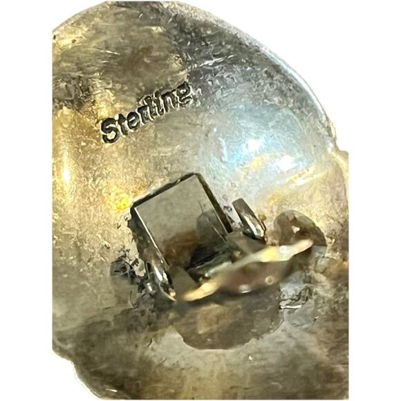 VTG Navajo Style Sterling Silver Feather Earrings w/ Blue Lapis Cabochon 9.6g - Picture 9 of 11